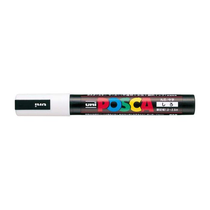 三菱铅笔中号笔尖白色水性 PC5M.1 Posca 笔