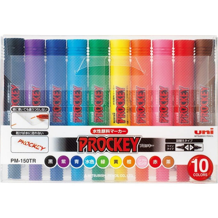 Mitsubishi Pencil Procky Twin 10-Color Water-Based Pen Set