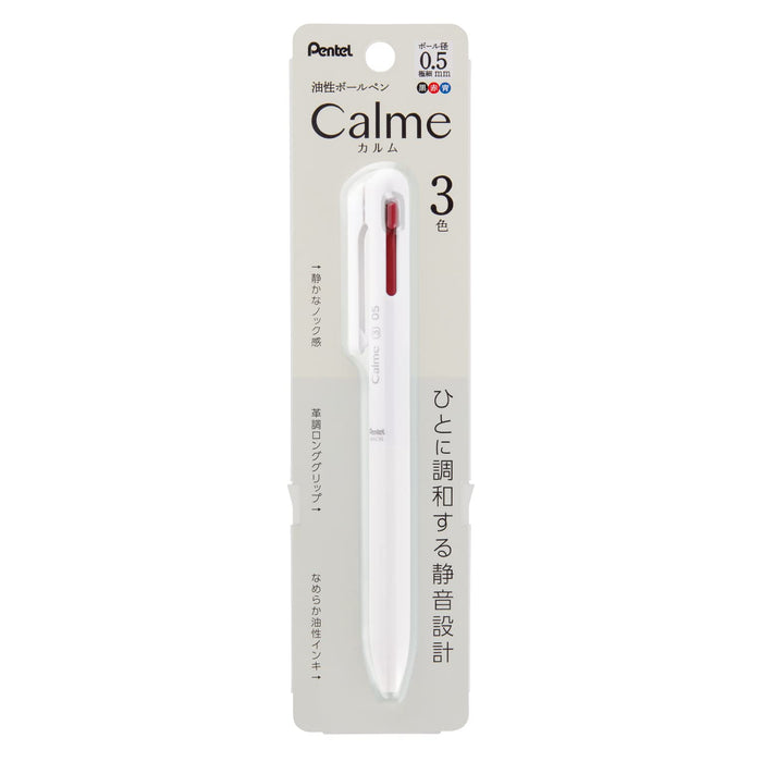 Pentel Calme Tri-Color 0.5mm Ballpoint Pen in Grayish White