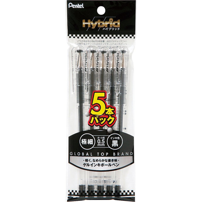 Pentel Hybrid Xk105Ga5 Ballpoint Pen 5 Pack - Black Ink