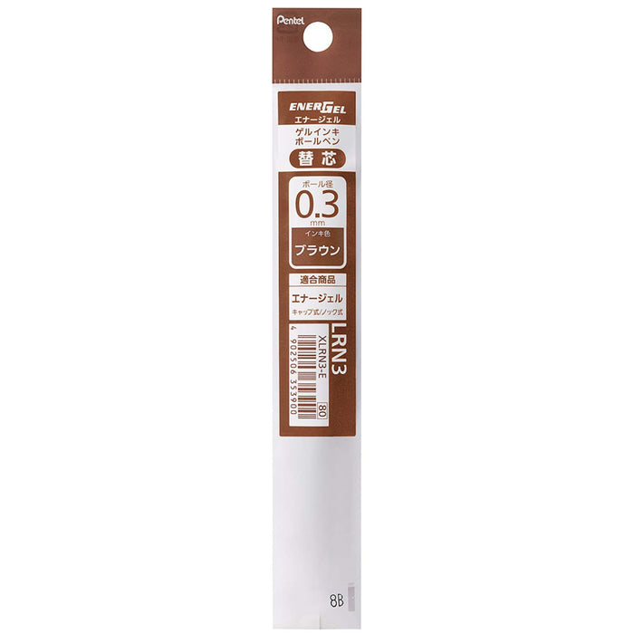 Pentel Energel 0.3mm Brown Ballpoint Pen Refill Xlrn3-E Pack of 10