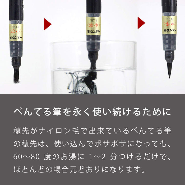 Pentel XFL2W 日本纸毛笔黑色墨水