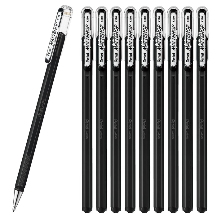 Pentel 10-Piece Matte Hop Black Color Ballpoint Pen Set K110-Va