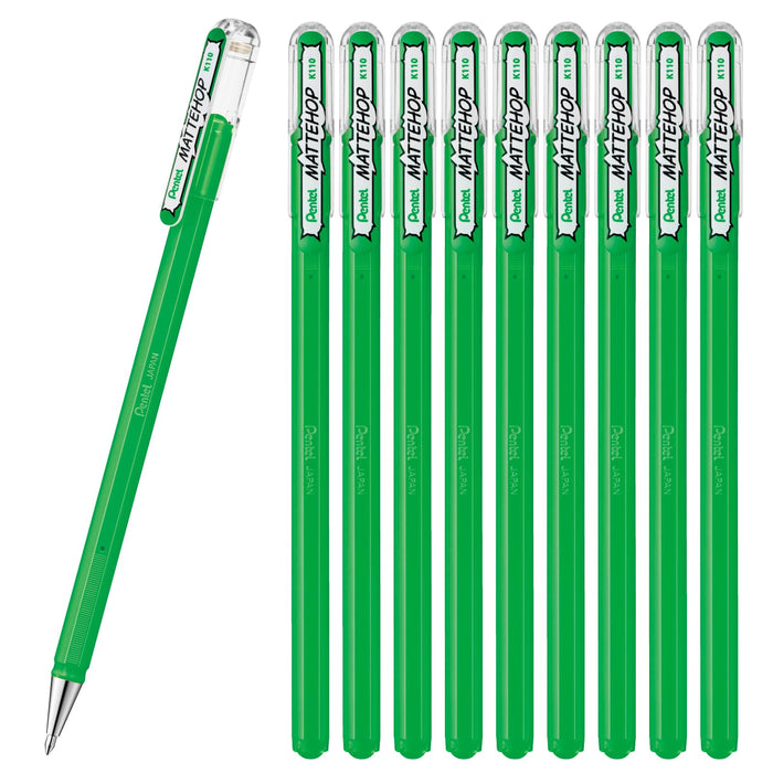 Pentel Matte Hop Green 10 件彩色圆珠笔套装 K110-Vd