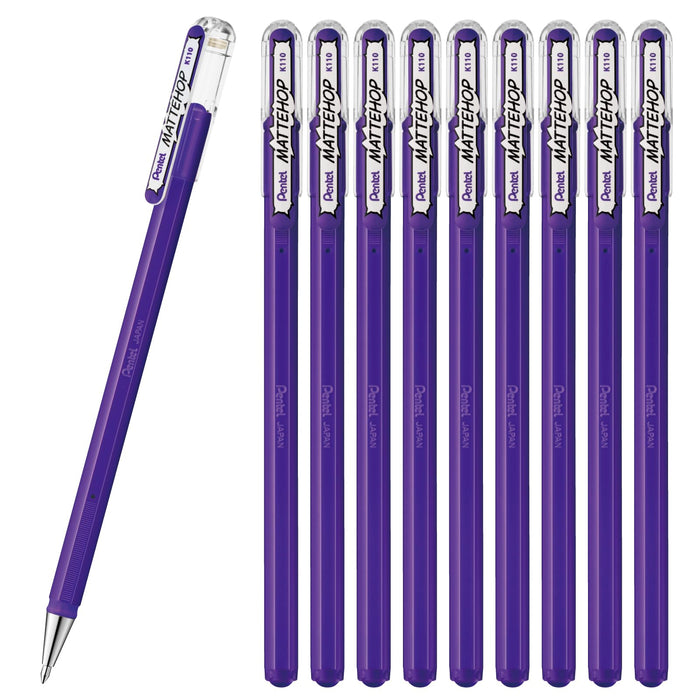 Pentel Color Ballpoint Pen 10-pack Matte Hop Violet K110-Vv Series