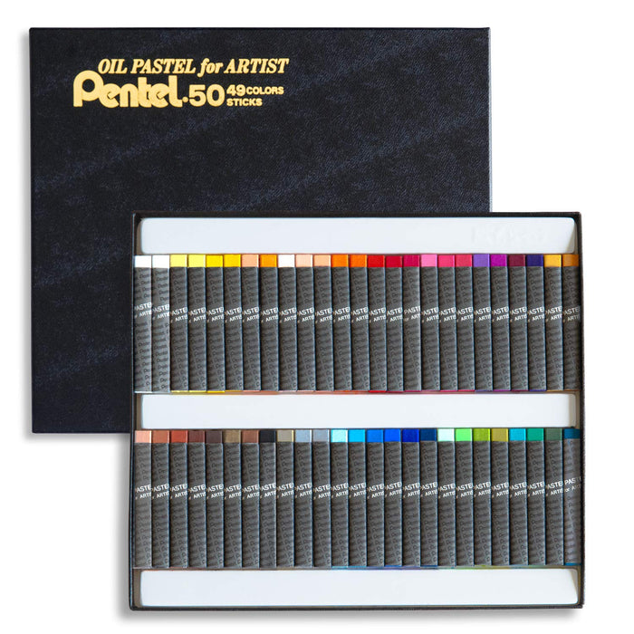 Pentel PTA-50D 專業蠟筆套裝，有 49 種鮮豔顏色，包括 2 種白色