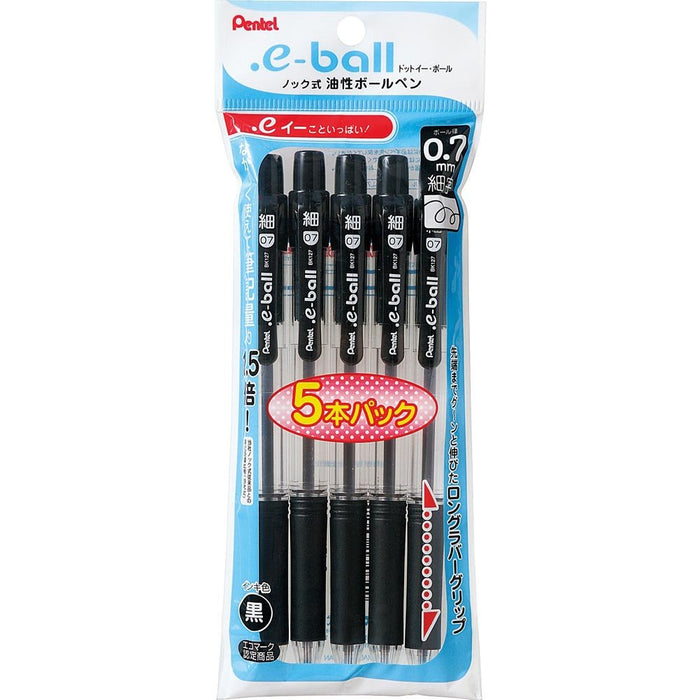 Pentel Dot E Black 0.7mm Oil-Based Ballpoint Pen Pack of 5