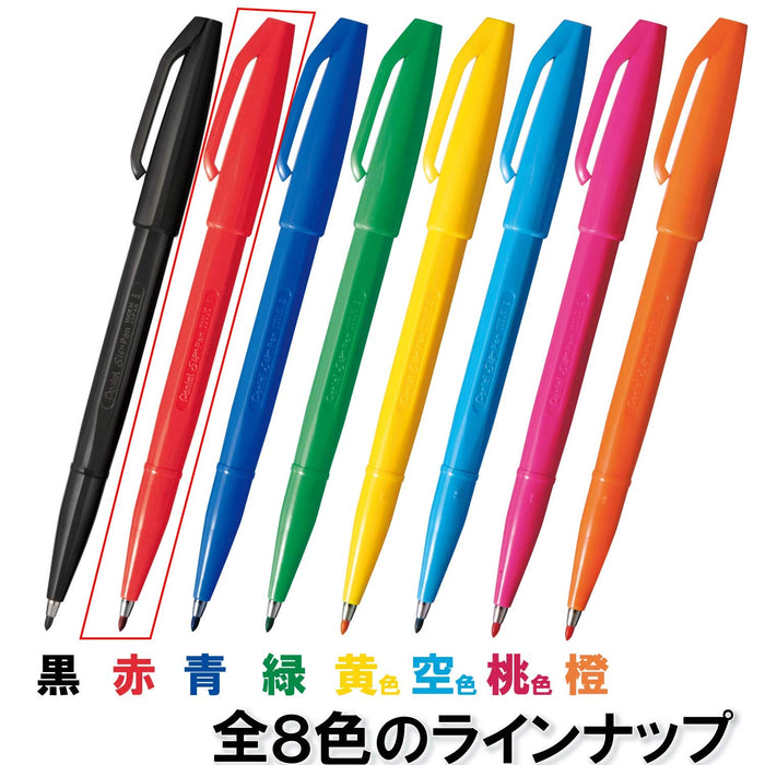 Pentel Felt-Tip Pen Pack of 5 in Vibrant Red Model XS520BD5