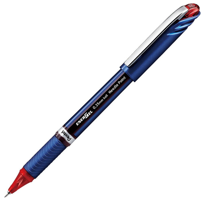 Pentel Energel Euro 红色凝胶墨水圆珠笔 0.35 毫米 5 件套