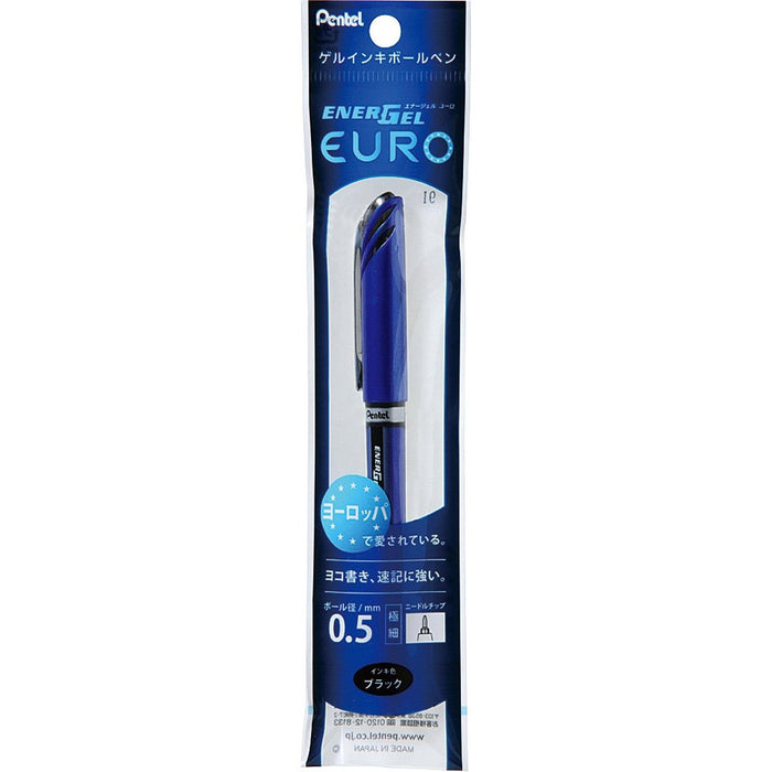 Pentel Energel Euro Black Gel Ink Ballpoint Pen 0.5mm 5 Pack