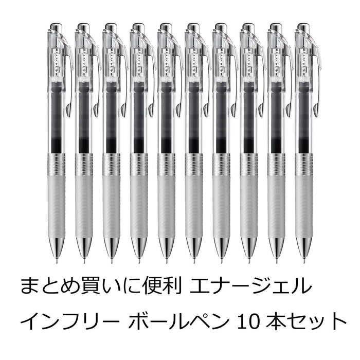 Pentel Energel 凝胶墨水圆珠笔 0.5 毫米 黑色 10 支装