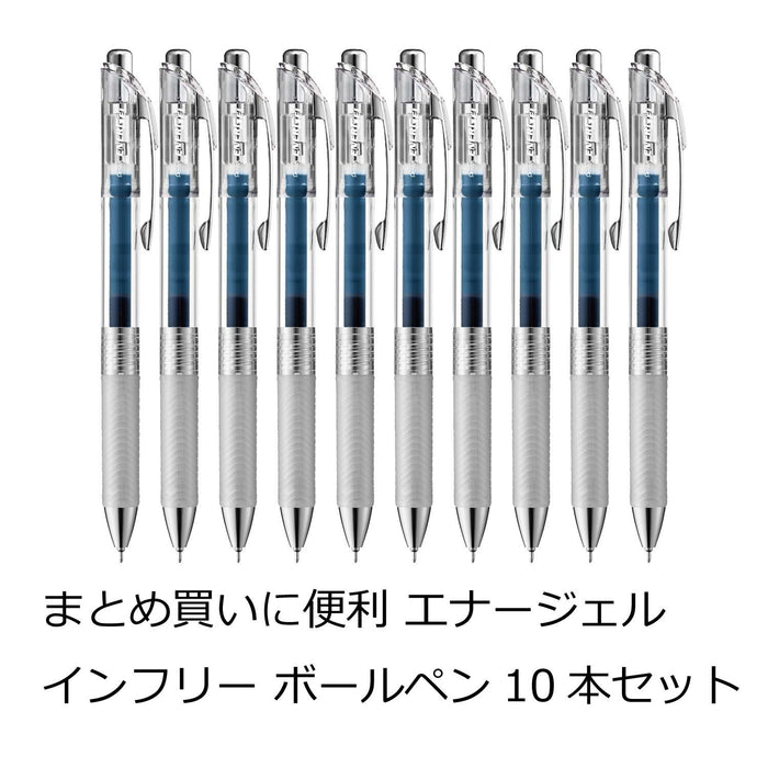 Pentel Energel 0.5 蓝黑色凝胶墨水圆珠笔 10 支装