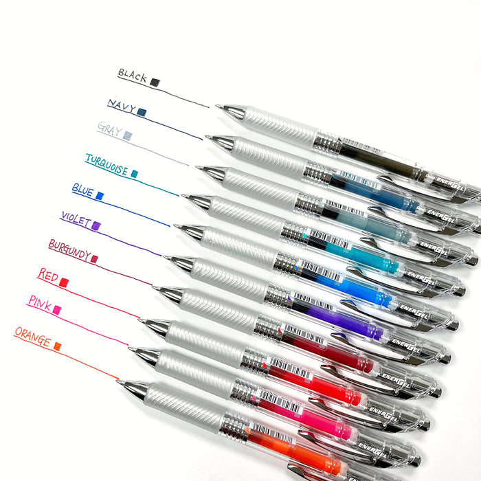 Pentel EnerGel Infree 0.7mm Gel Ink Ballpoint Pen 10 Colors Pack