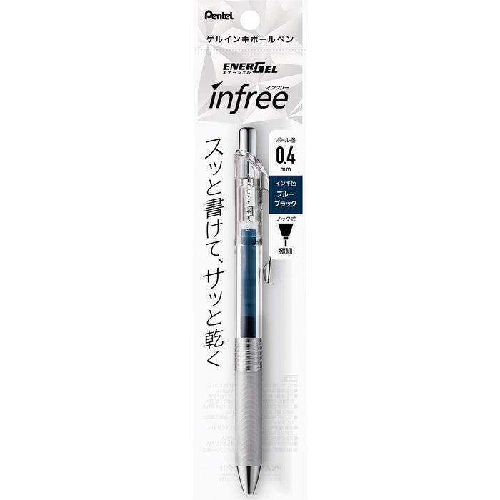 Pentel Energel Infree Gel Ink Ballpoint Pen 0.4mm Blue Black