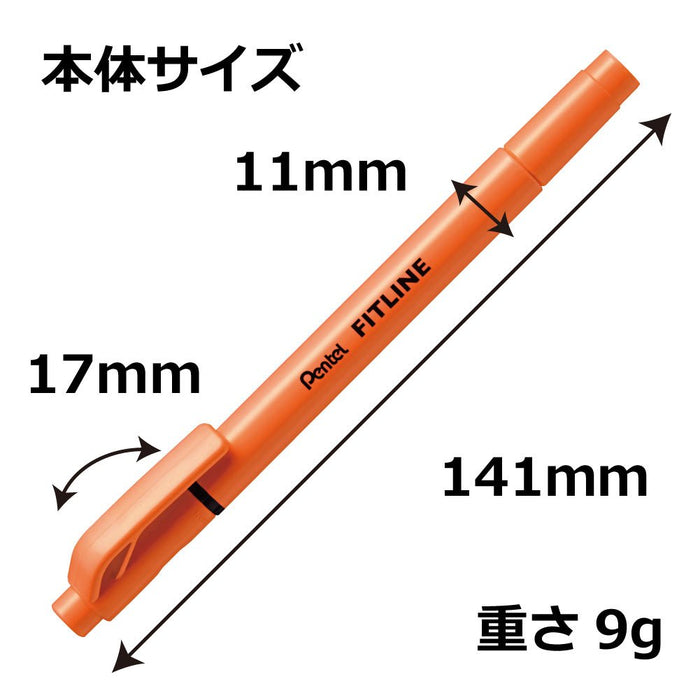 Pentel Fitline 橙色荧光笔 10 支装 - SLW11-F