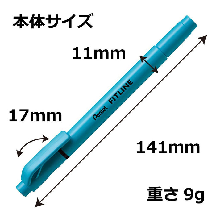 Pentel 天蓝色 Fitline 荧光笔 10 支装 - SLW11-S 系列