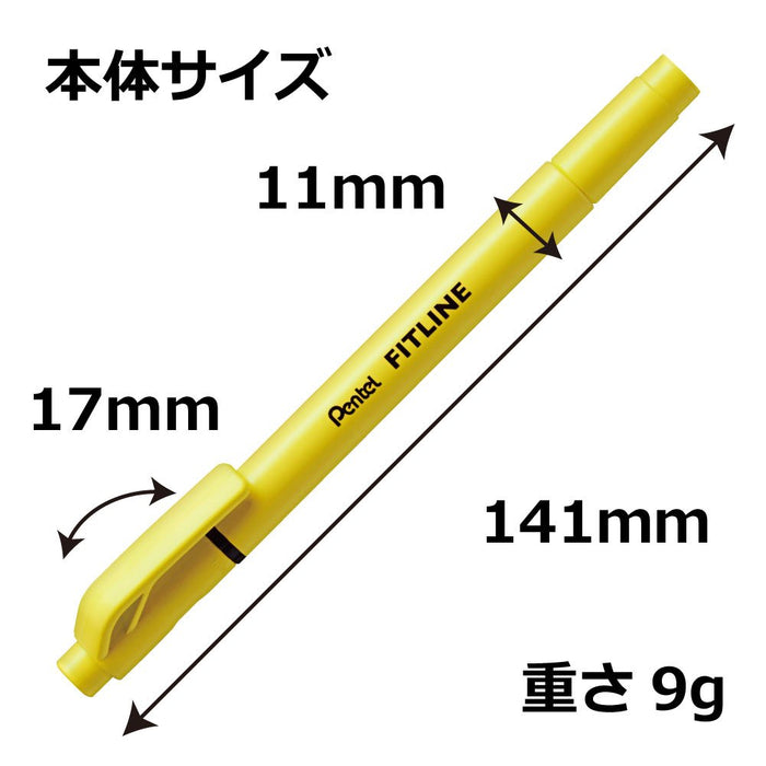 Pentel Fitline Yellow Highlighter SLW11-G Pack of 10 Pieces