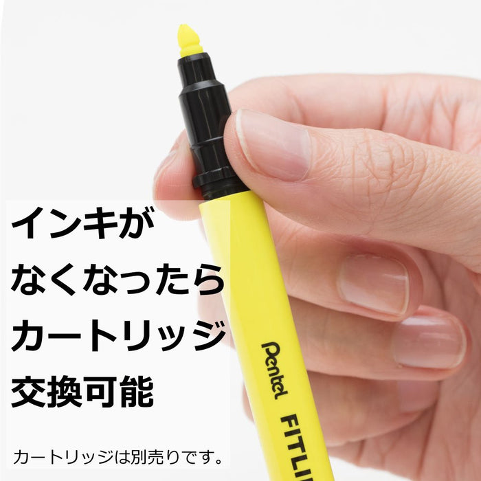 Pentel Fitline 黄色荧光笔套装 Xslw11-G 5 件套