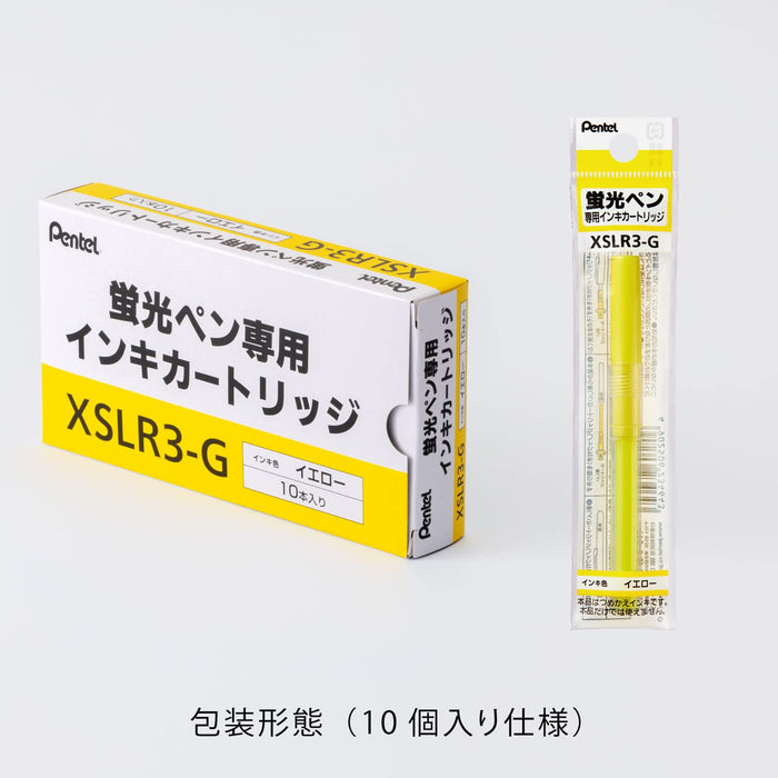 Pentel Handy Line S Xslr3-G 黃色螢光筆，附 10 支墨水匣