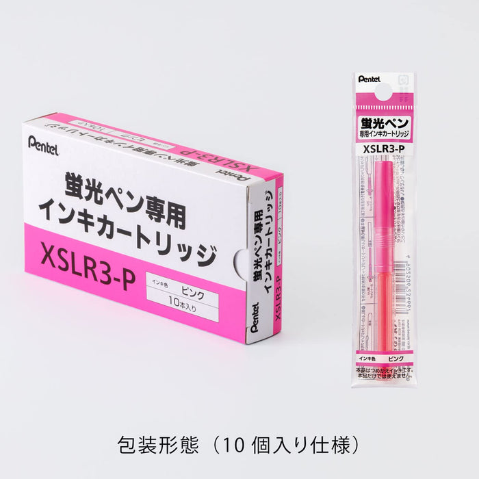 Pentel Handy Line S 粉色荧光笔带 Xslr3-P 墨盒 10 支装