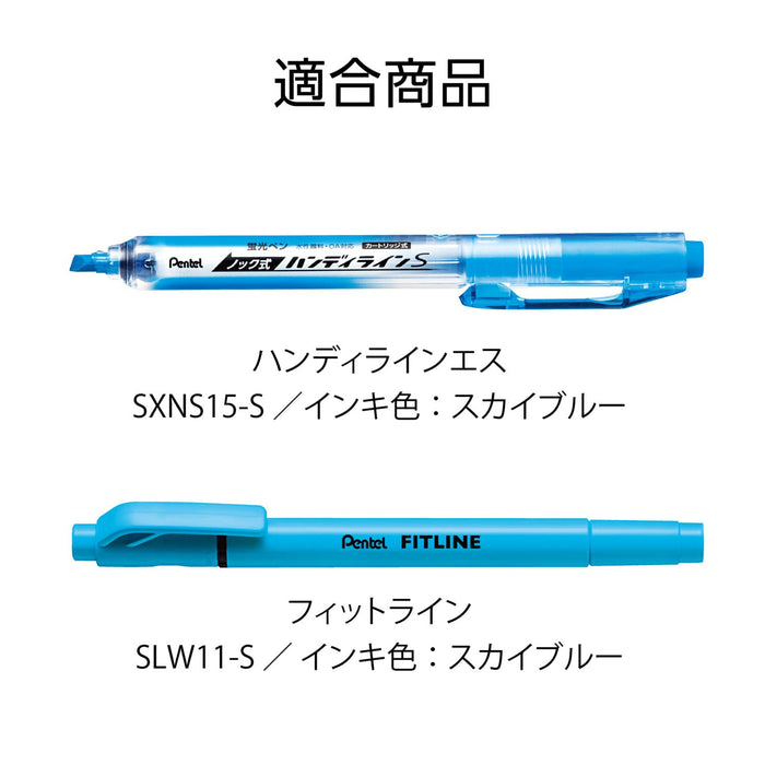 Pentel Handy Line S Xslr3-S 10-Piece Sky Blue Highlighter Pen Cartridge