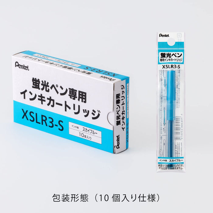 Pentel Handy Line S Xslr3-S 10 件装天蓝色荧光笔芯