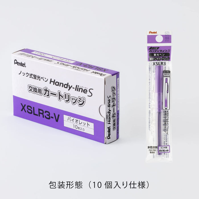 Pentel Handyline S Violet Highlighter Pen with 10 Xslr3-V Cartridges