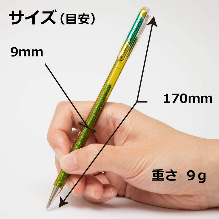 Pentel 双金属 K110-6Stb Lamé 圆珠笔套装 6 种黑纸上的闪亮颜色