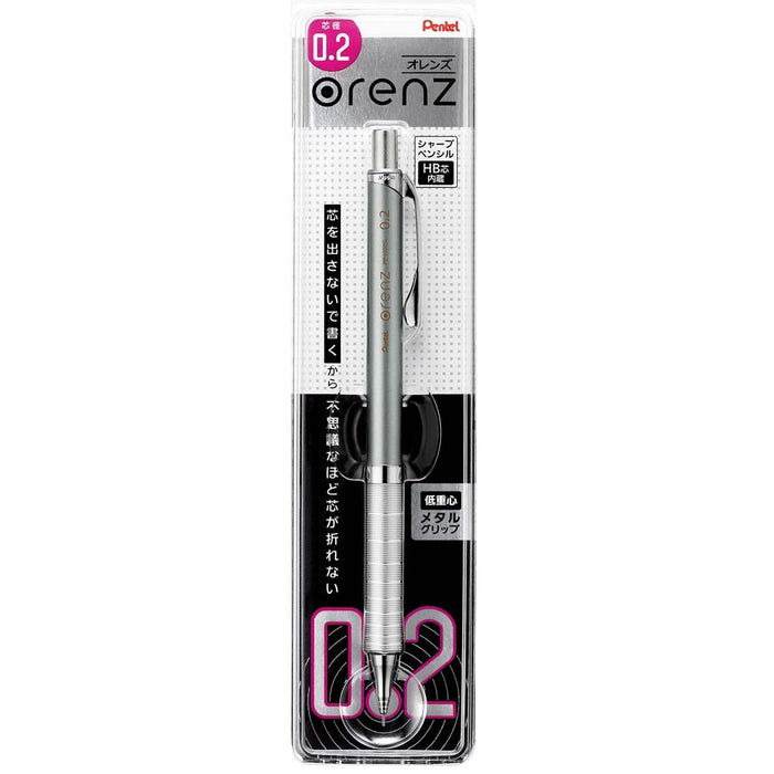 Pentel Silver Orens Metal Grip Mechanical Pencil XPP1002G-Z 0.2 Lead Size