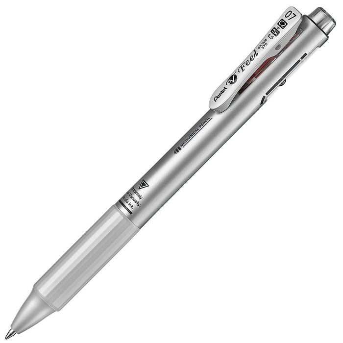 Pentel Feel 2+S 0.7 圆珠笔 金属银 多功能设计