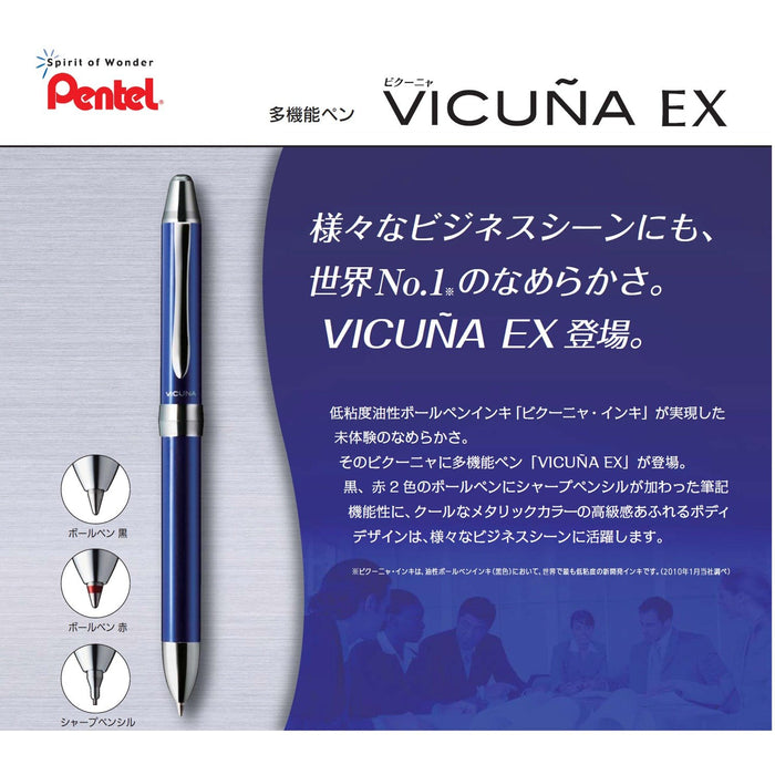 Pentel Vicuna Ex XBXW1375A Multipurpose Black Ballpoint Pen