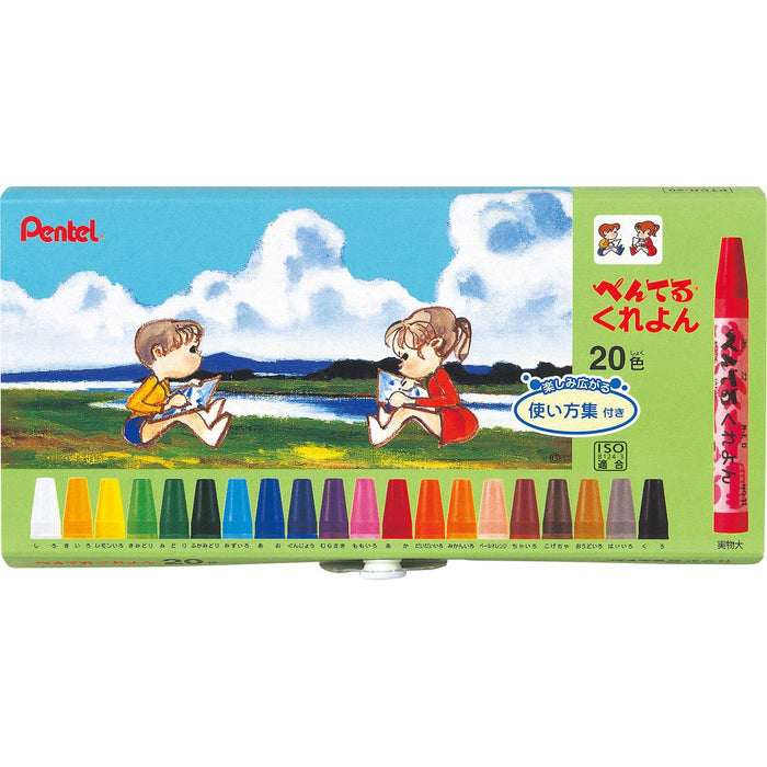 Pentel Kureyon 20-Color Set High-Quality Vibrant Colors by Pentel