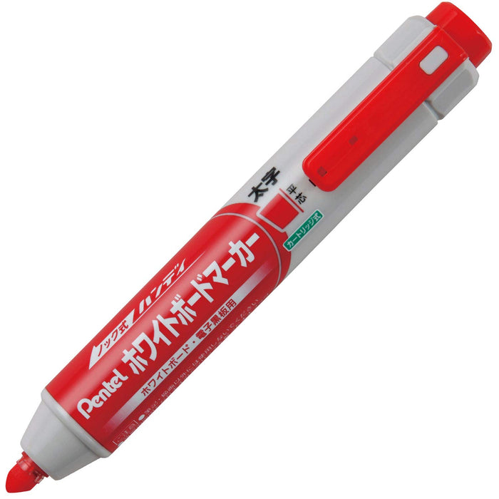 Pentel 10 Pack Bold Red Ink Whiteboard Marker Retractable with Flat Lead - MWXN6M-B