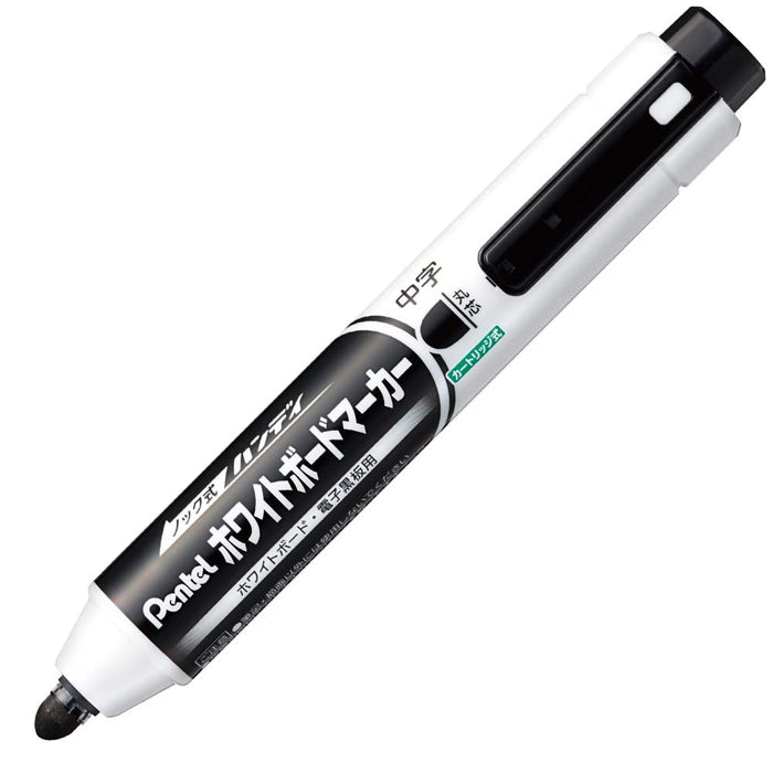 Pentel Medium Point Retractable Black Ink Whiteboard Marker Round Core 10 Pack