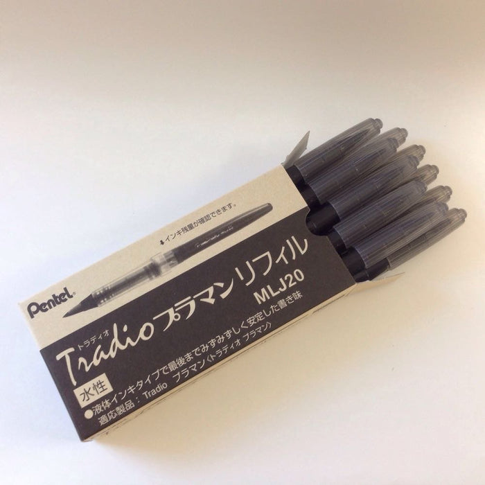 Pentel Tradio Plaman 黑色墨水匣 10 件 - Mlj20-A Pentel