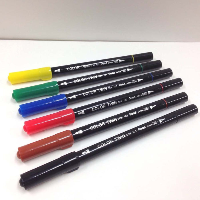 Pentel 12 Color Water-Based Twin Pen Set SCW-12 Series