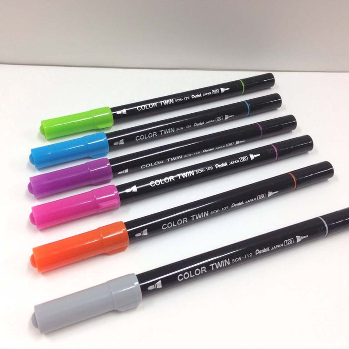 Pentel 12 Color Water-Based Twin Pen Set SCW-12 Series