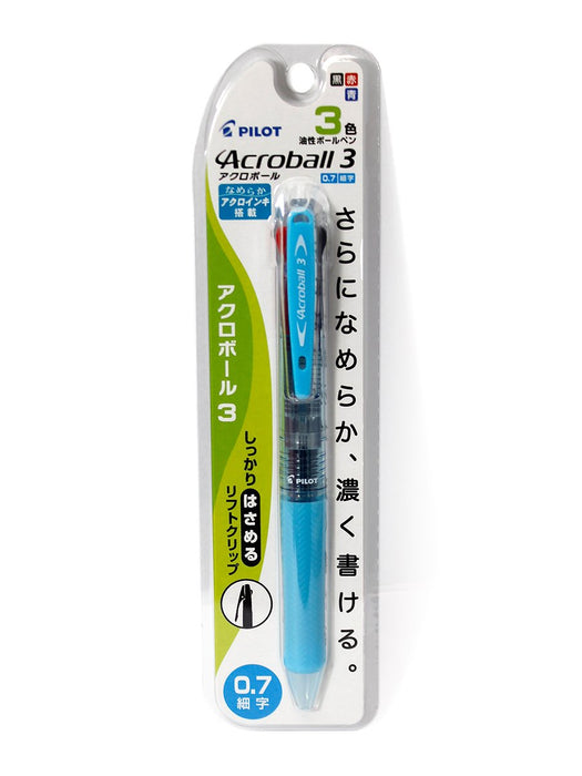 Pilot Acroball 3 0.7 3-Color Ballpoint Pen Clear Soft Blue - Pilot