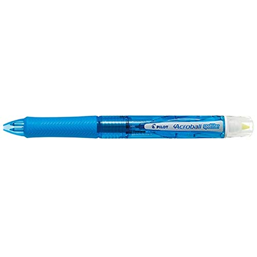 Pilot 3 Color Acro Ballpoint Pen with Yellow Highlighter Black/Red/Blue Ink Soft Blue Body