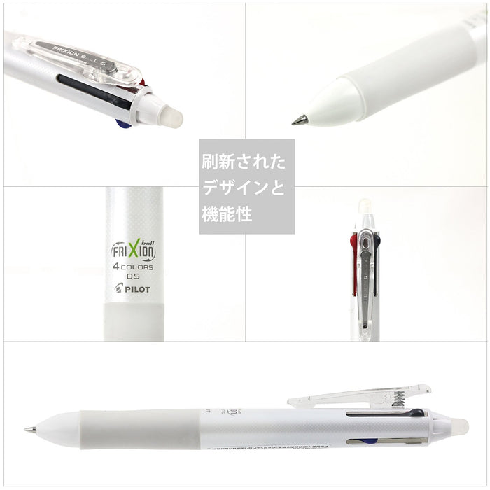 Pilot Frixion Ball 4 0.5 4-Color Erasable Ballpoint Pen White Model P-Lkfb-80Ef-W