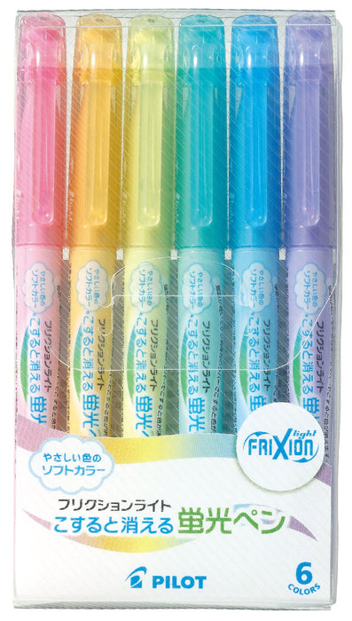 Pilot Frixion 淺色柔色 6 件裝可擦螢光筆