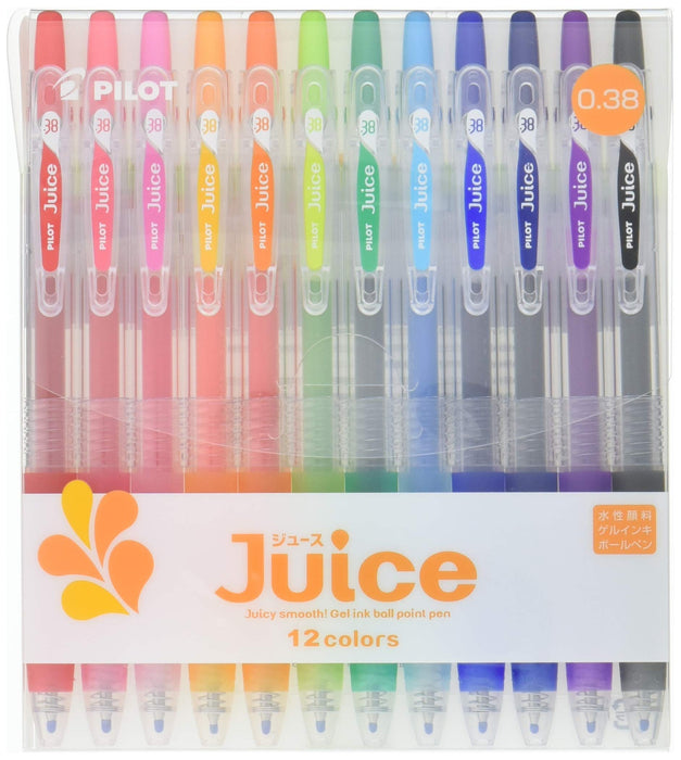 Pilot Juice 凝胶墨水圆珠笔套装 0.38 毫米 12 种鲜艳颜色 (Lju120Uf-12C)