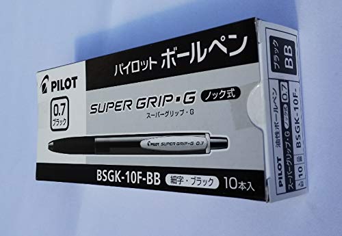 Pilot Super Grip G Black Ballpoint Pen Oil-Based Knock Type 0.7 Pack of 10