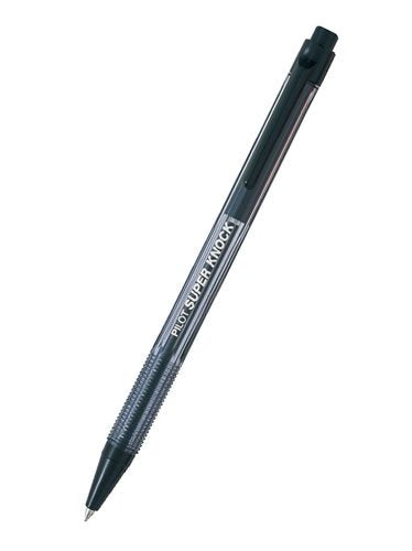 Pilot Super Knock Clear Black Ink Ballpoint Pen Oil-Based 10-Pack