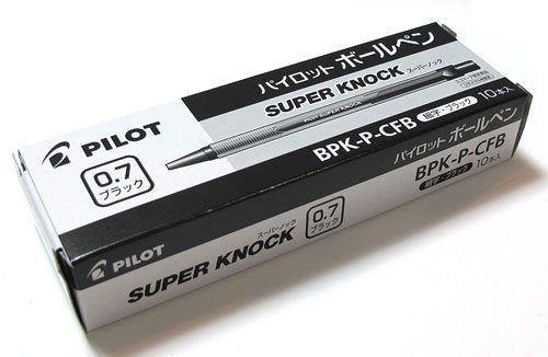 Pilot Super Knock Clear Black Ink Ballpoint Pen Oil-Based 10-Pack