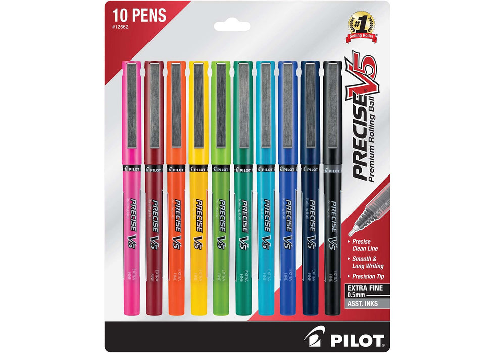 Pilot Precise V5 超细 0.5 毫米液体墨水滚珠笔 多色 10 支装