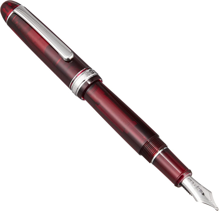 Platinum Pen #3776 Century Burgundy Double Bold Rhodium Finish Fountain Pen with Love Sticker