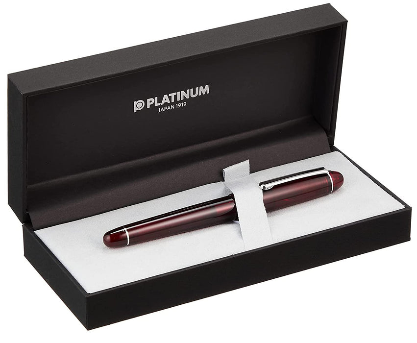 Platinum Pen #3776 Century Burgundy Double Bold Rhodium Finish Fountain Pen with Love Sticker