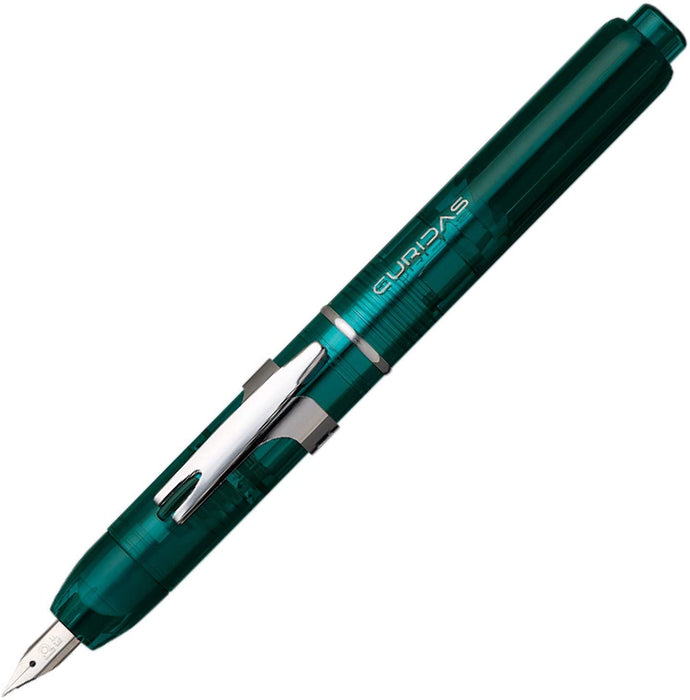 Platinum Curidas Fine Point Retractable Urban Green Fountain Pen with Kanji Love Sticker