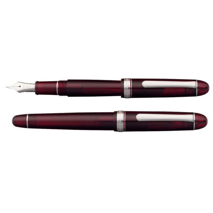 Platinum #3776 Century Fine Point Fountain Pen in Rhodium Burgundy Pnb-18000Cr #71-2